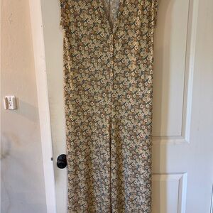 Three Bird Nest Floral Jumpsuit in Cream and Brown